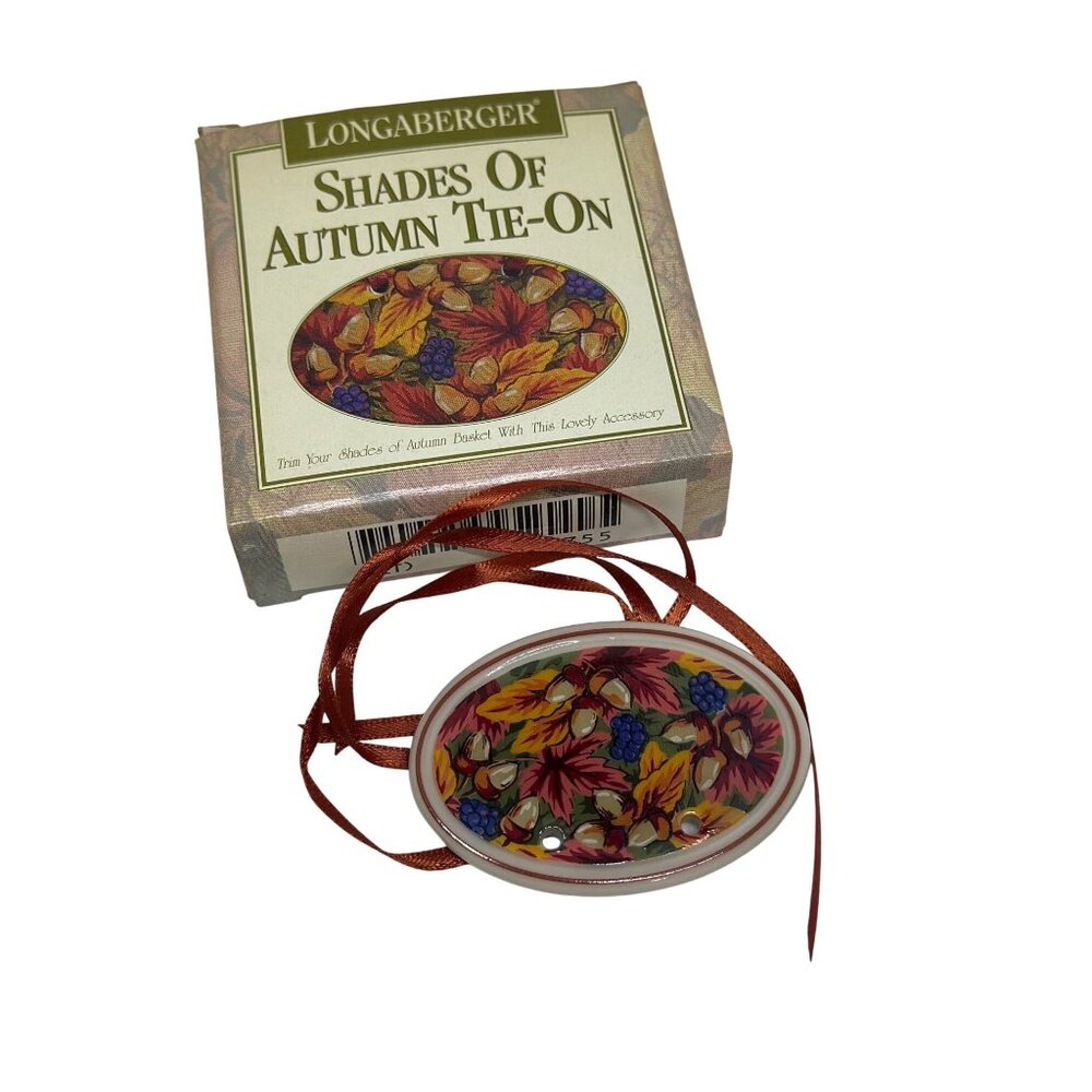 VTG 1995 Longaberger Shades of Autumn Basket Charm‎ Decor Tie-On NIB Collectible